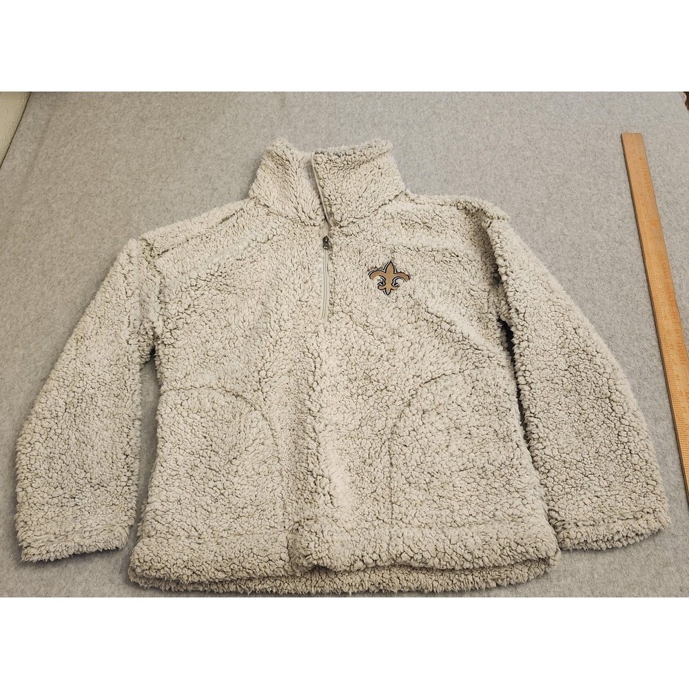 New Orleans Saints Pullover Womens Medium NFL Football Sherpa Fleece Quarter Zip